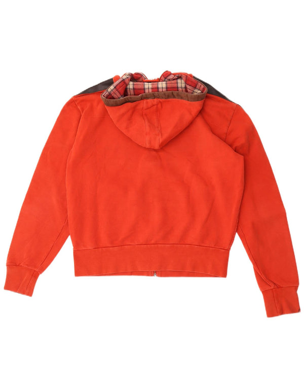 Maglione con cappuccio e zip grafica da donna Datch UK 16 Large Rosso Colourblock in cotone