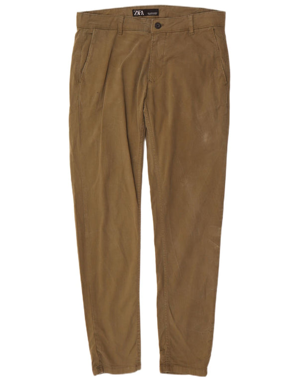 Pantaloni chino slim da uomo Zara EU 42 Large W32 L30 cotone kaki