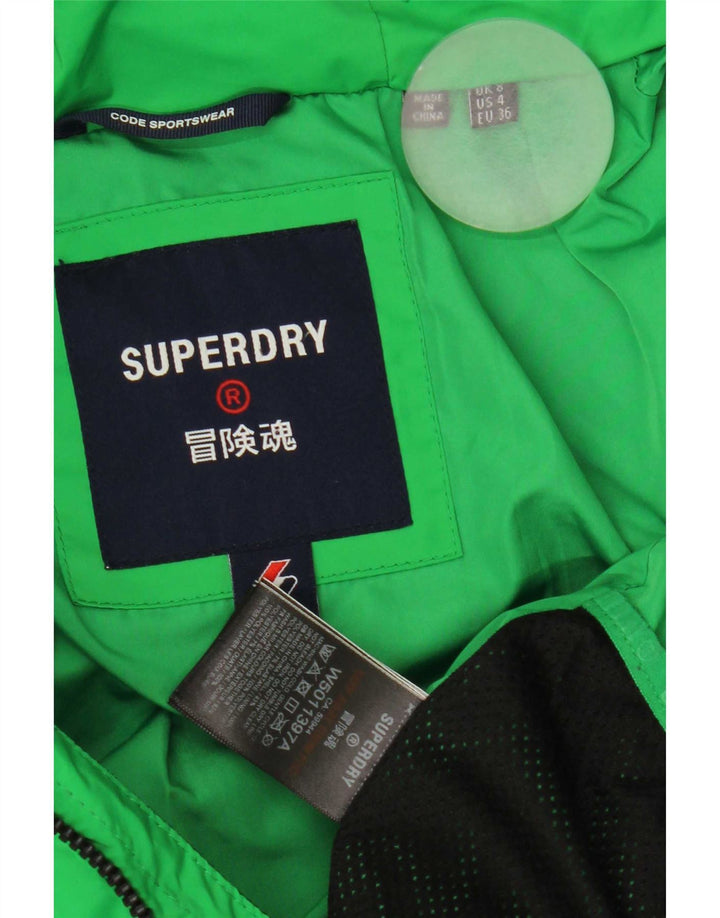 Giacca imbottita con cappuccio da donna Superdry UK 8 Small Verde Poliestere