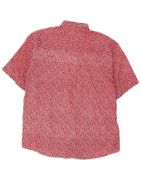 Camicia a maniche corte da donna vintage taglia 38 in cotone floreale rosso medio
