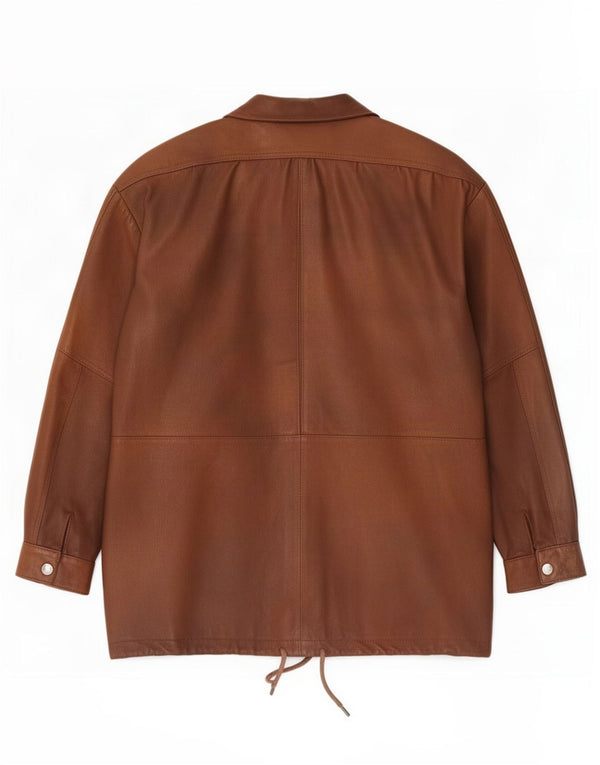 Giacca in pelle vintage da donna UK 16 grande marrone
