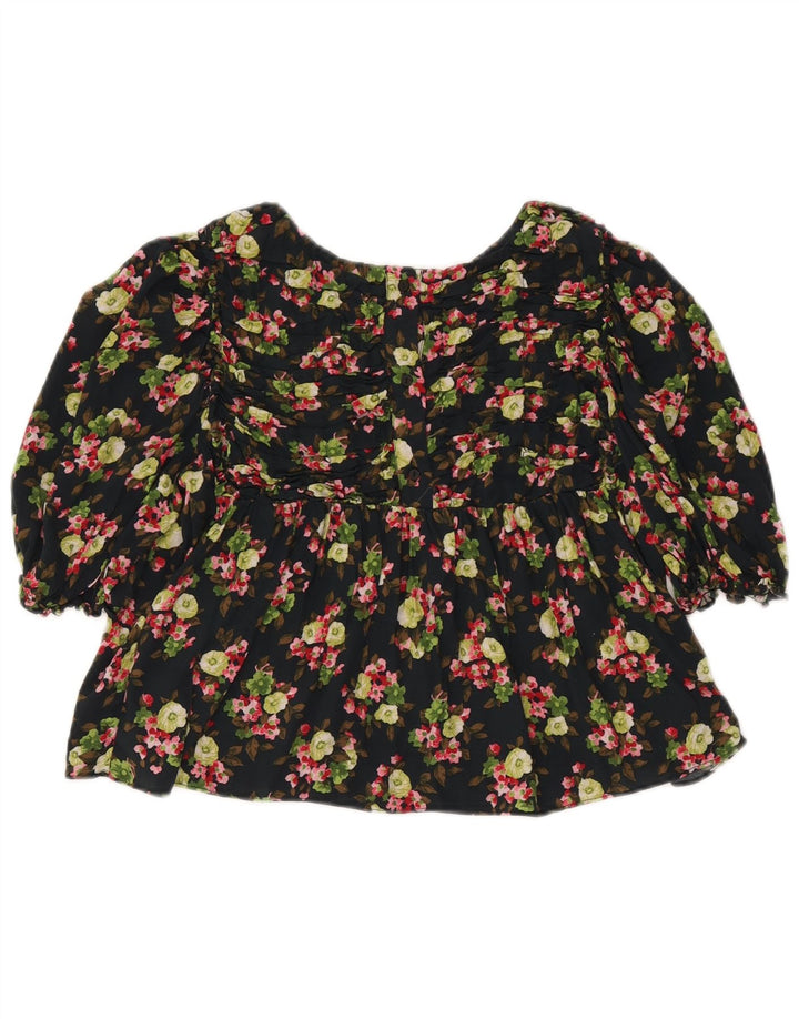 Top corto in camicetta corta da donna Zara UK 12 medio nero floreale