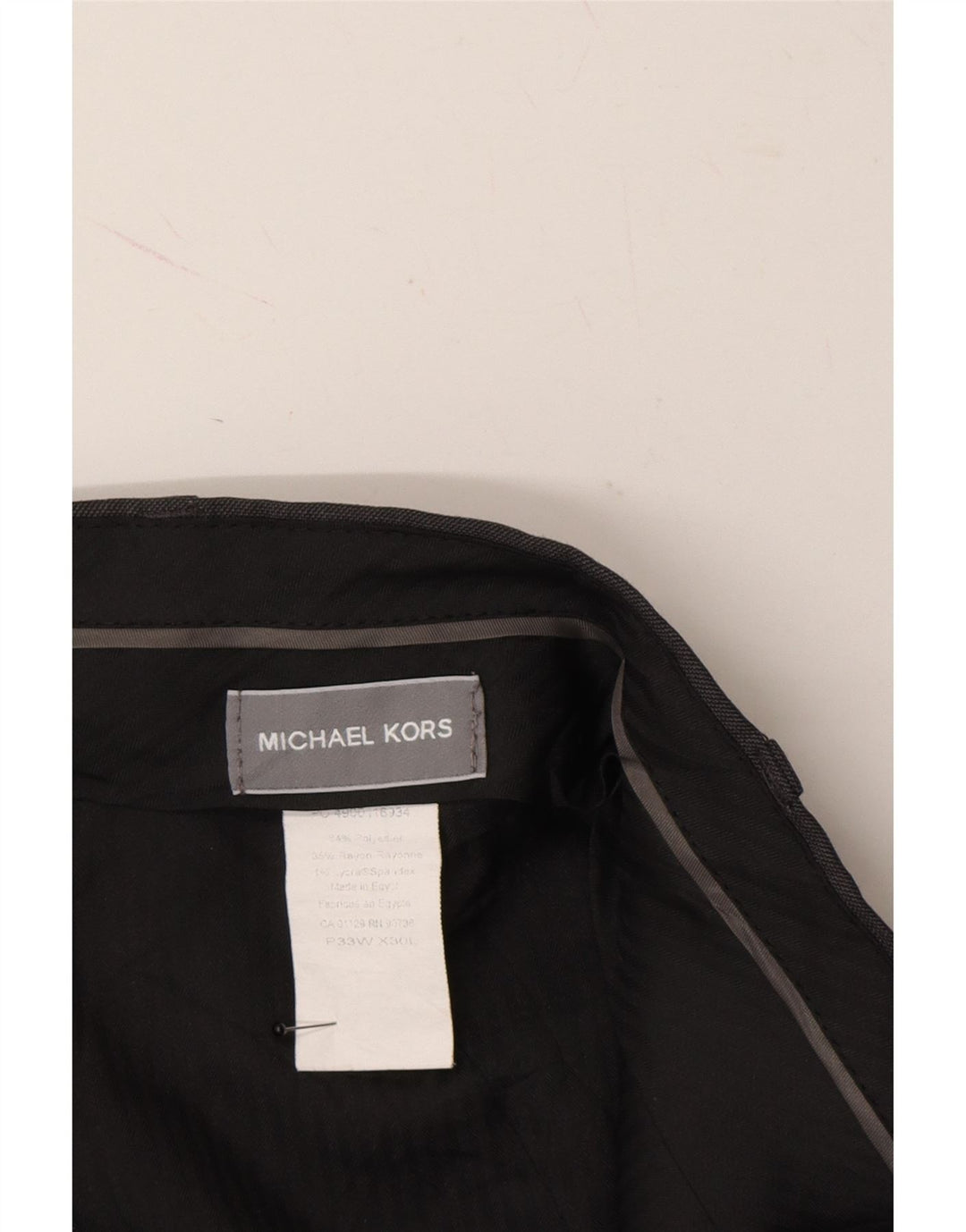 MICHAEL KORS Mens Straight Suit Trousers W33 L30 Grey Polyester Vintage Michael Kors and Second-Hand Michael Kors from Messina Hembry 