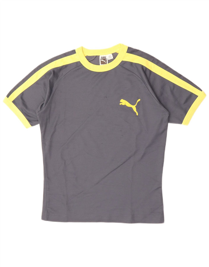 Maglietta PUMA da uomo in cotone color block grigio medio