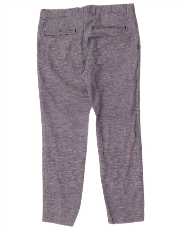 Pantaloni da abito slim da uomo Zara EU 40 medio W31 L28 poliestere gessato blu