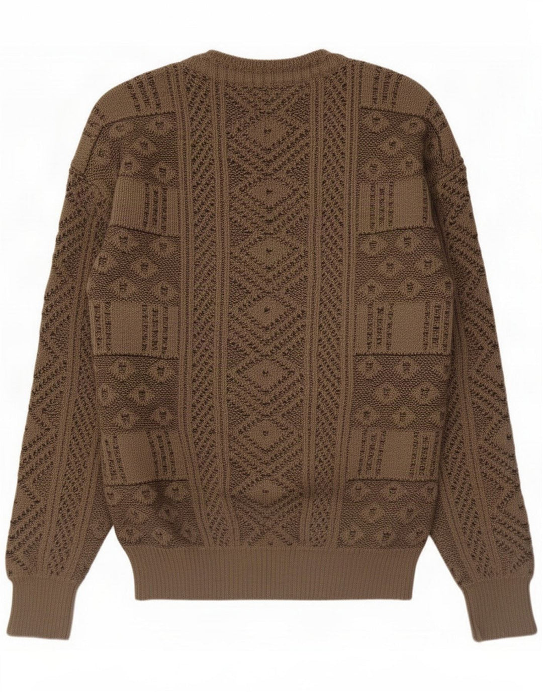 Brian Scott Maglione girocollo da uomo IT 48 Small Marrone geometrico lana