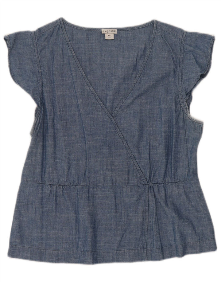 Top camicetta da donna J. CREW UK 14 grande cotone blu