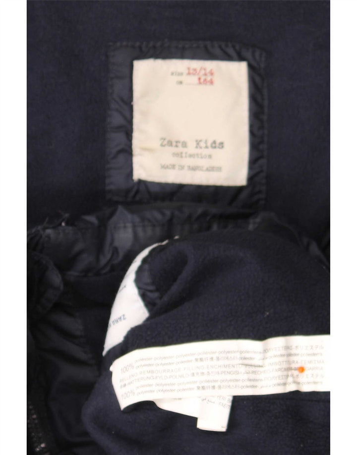 Giacca imbottita con cappuccio Zara per ragazzi 13-14 anni in poliestere blu navy