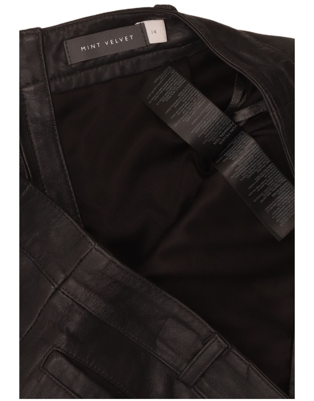 Gonna in pelle da donna MINT VELVET UK 14 Grande W34 Pelle nera