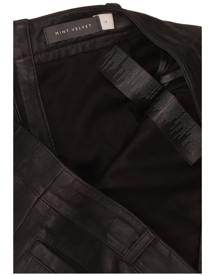 Gonna in pelle da donna MINT VELVET UK 14 Grande W34 Pelle nera