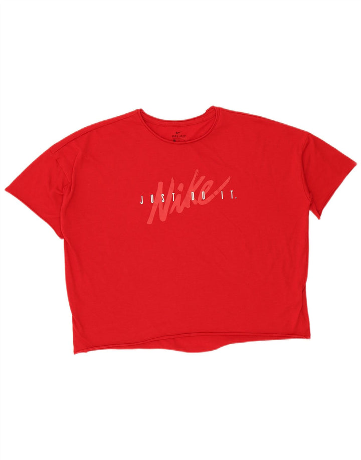 T-shirt grafica oversize corta Nike Dri Fit da donna, taglia UK 14, rossa media
