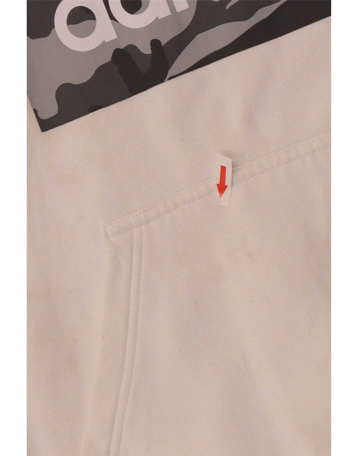 Felpa con cappuccio da uomo con vestibilità grafica regolare Adidas, cotone bianco medio