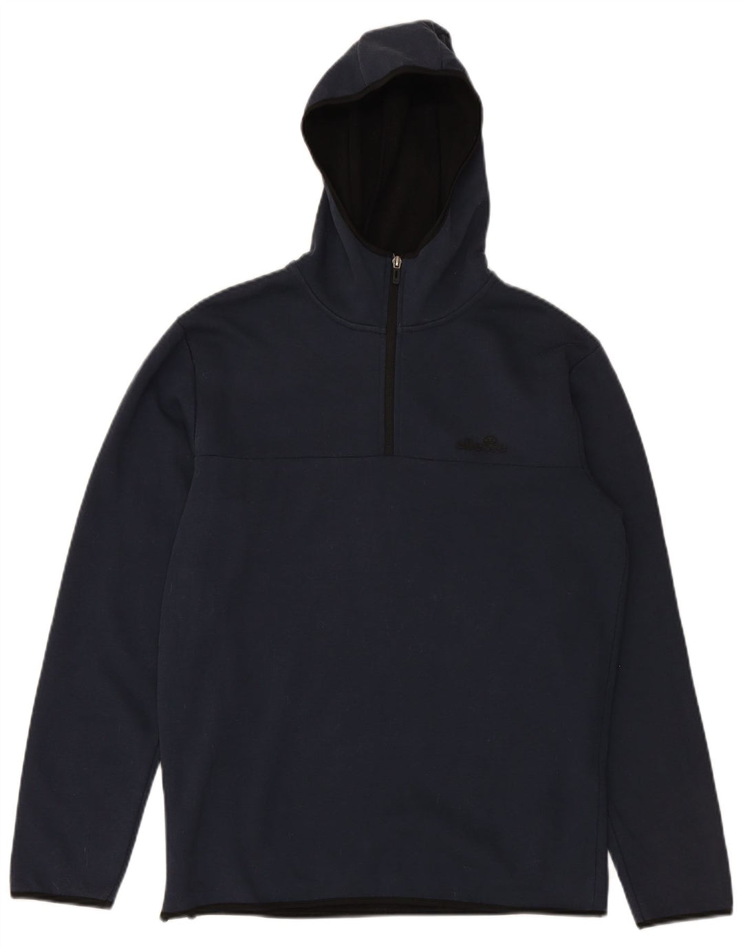 ELLESSE Maglia da uomo con cappuccio e zip sul collo, media, in poliestere blu navy