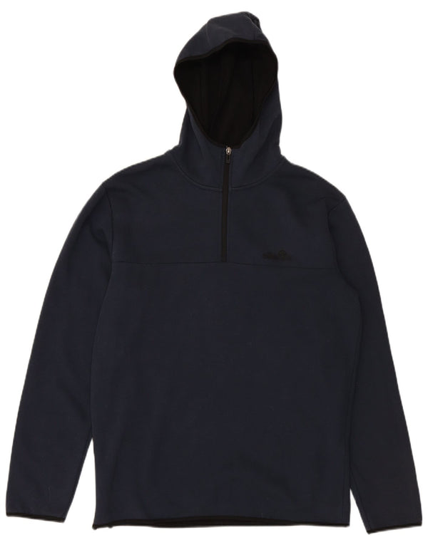 ELLESSE Maglia da uomo con cappuccio e zip sul collo, media, in poliestere blu navy