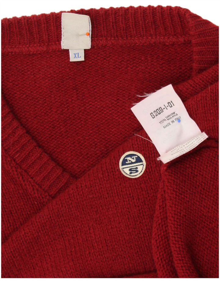 NORTH SAILS Maglione da uomo con scollo a V XL in lana bordeaux