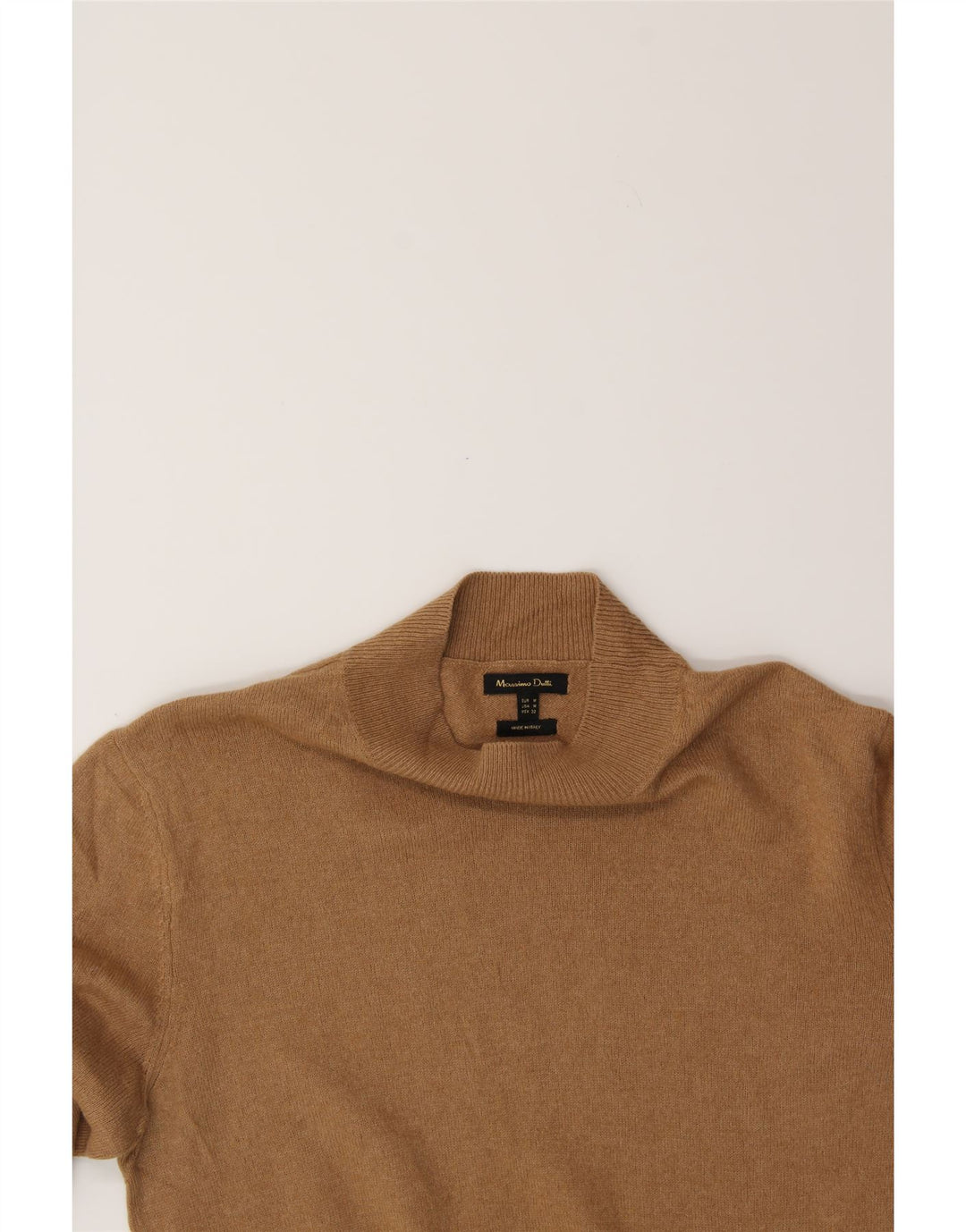 MASSIMO DUTTI Womens Turtle Neck Jumper Sweater UK 14 Medium Beige Vintage Massimo Dutti and Second-Hand Massimo Dutti from Messina Hembry 