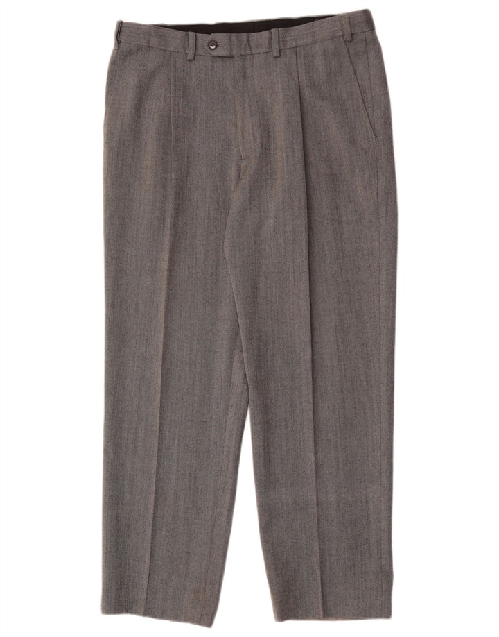 Pantaloni da abito dritti Performance da uomo Marks & Spencer W34 L29 Lana grigia