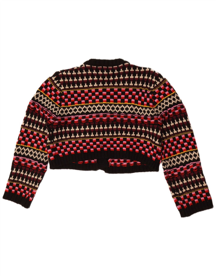 Maglione cardigan vestibilità ampia da donna Zara UK 14 medio multicolore geometrico