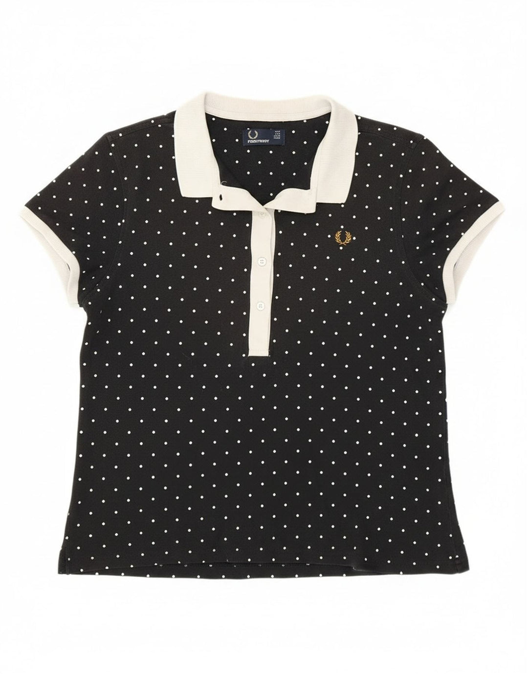 Polo da donna Fred Perry UK 14 grande cotone maculato nero