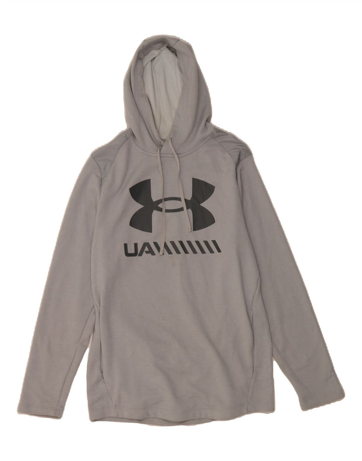 UNDER ARMOUR Mens Cold Gear Graphic Hoodie Jumper Small Grey Vintage Under Armour and Second-Hand Under Armour from Messina Hembry 