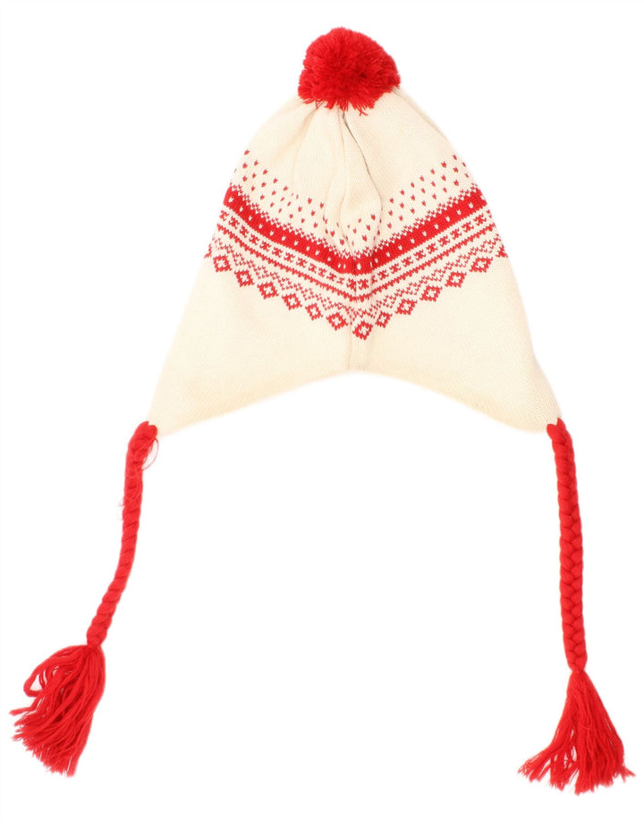 Cappello Bobble da uomo in maglia con paraorecchie Fila, taglia unica, in lana vergine Fair Isle, colore bianco sporco
