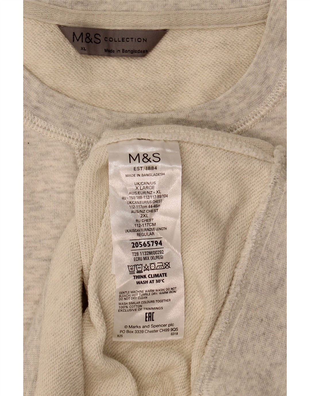 Felpa da donna Marks & Spencer UK 18 XL Cotone chiazzato grigio