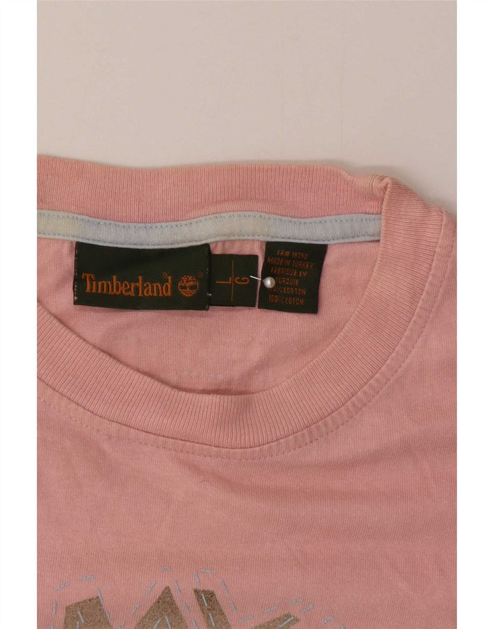 T-shirt grafica da uomo Timberland Top grande in cotone rosa