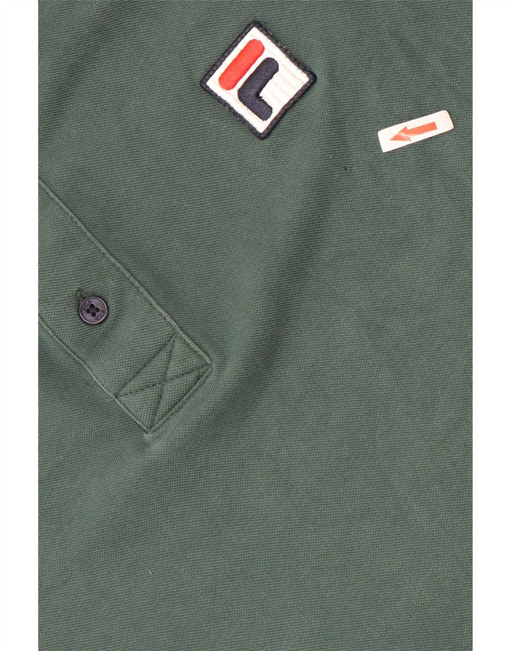 Polo da uomo Fila Large in cotone color block verde