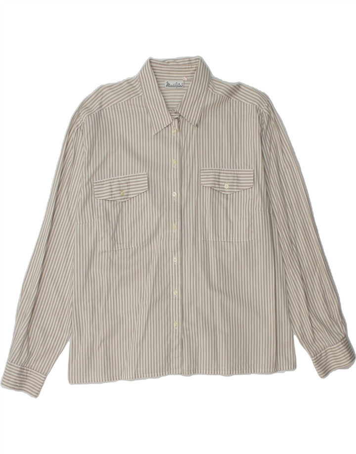 MADELEINE Womens Shirt IT 48 XL Grey Striped Cotton Vintage Madeleine and Second-Hand Madeleine from Messina Hembry 