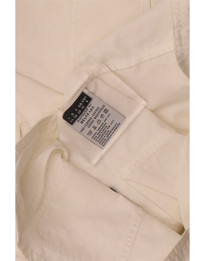 Giacca blazer a 3 bottoni da donna Belfe UK 10 piccola in cotone bianco
