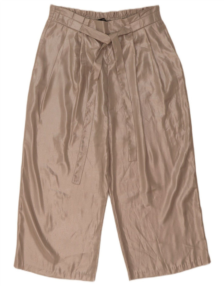 Pantaloni Capri a vita alta da donna Zara medi W28 L21 poliestere beige