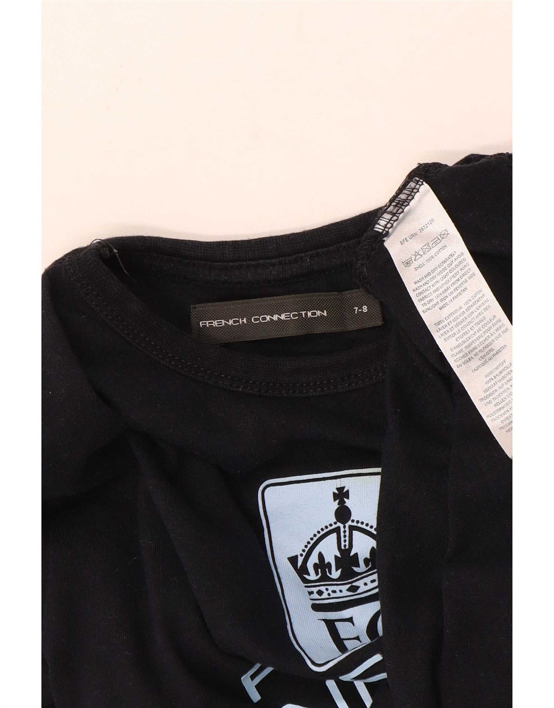 T-shirt grafica per ragazzi French Connection Top 7-8 anni in cotone nero