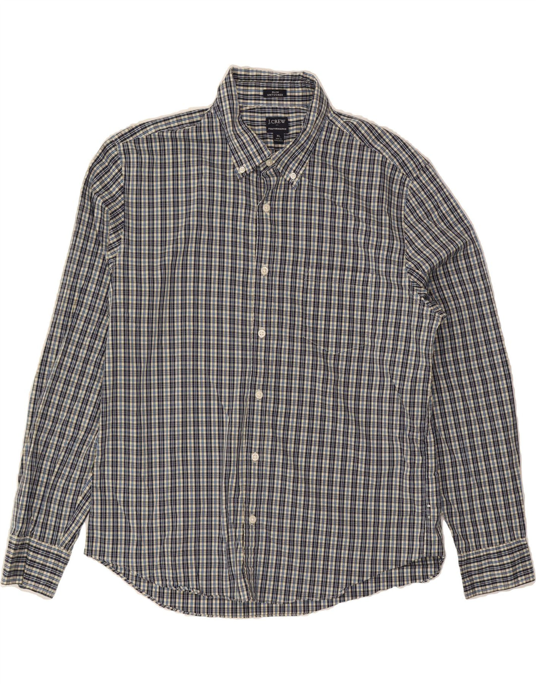 J. CREW Mens Performance Slim Fit Shirt XL Grey Check Cotton Vintage J. Crew and Second-Hand J. Crew from Messina Hembry 
