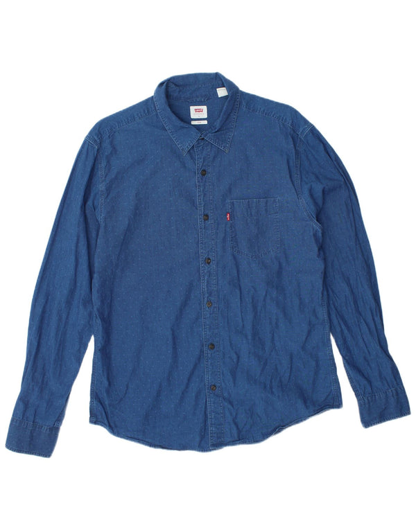LEVI'S Camicia slim da uomo grande in cotone blu navy
