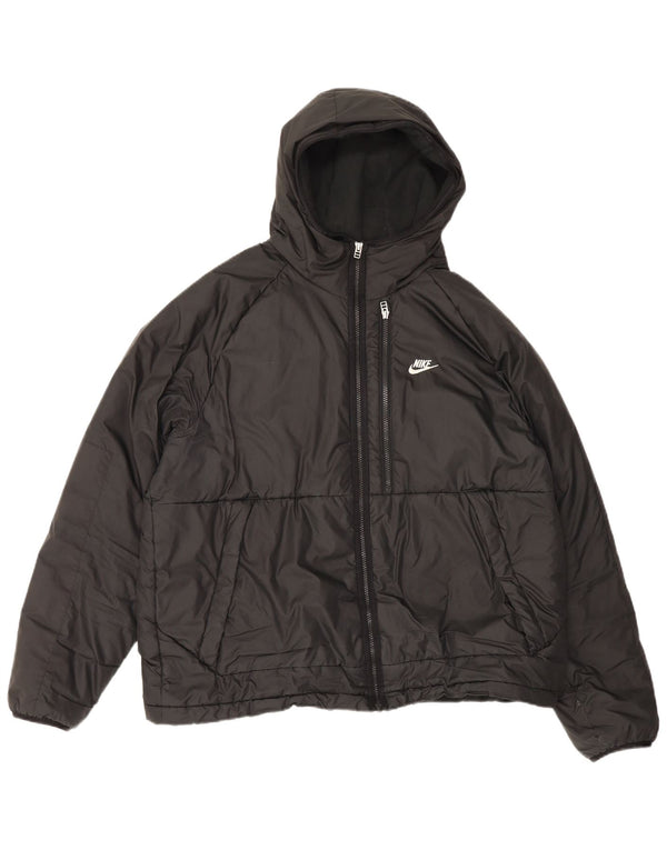 Giacca imbottita con cappuccio Nike Therma-Fit da uomo UK 42 XL poliestere nero