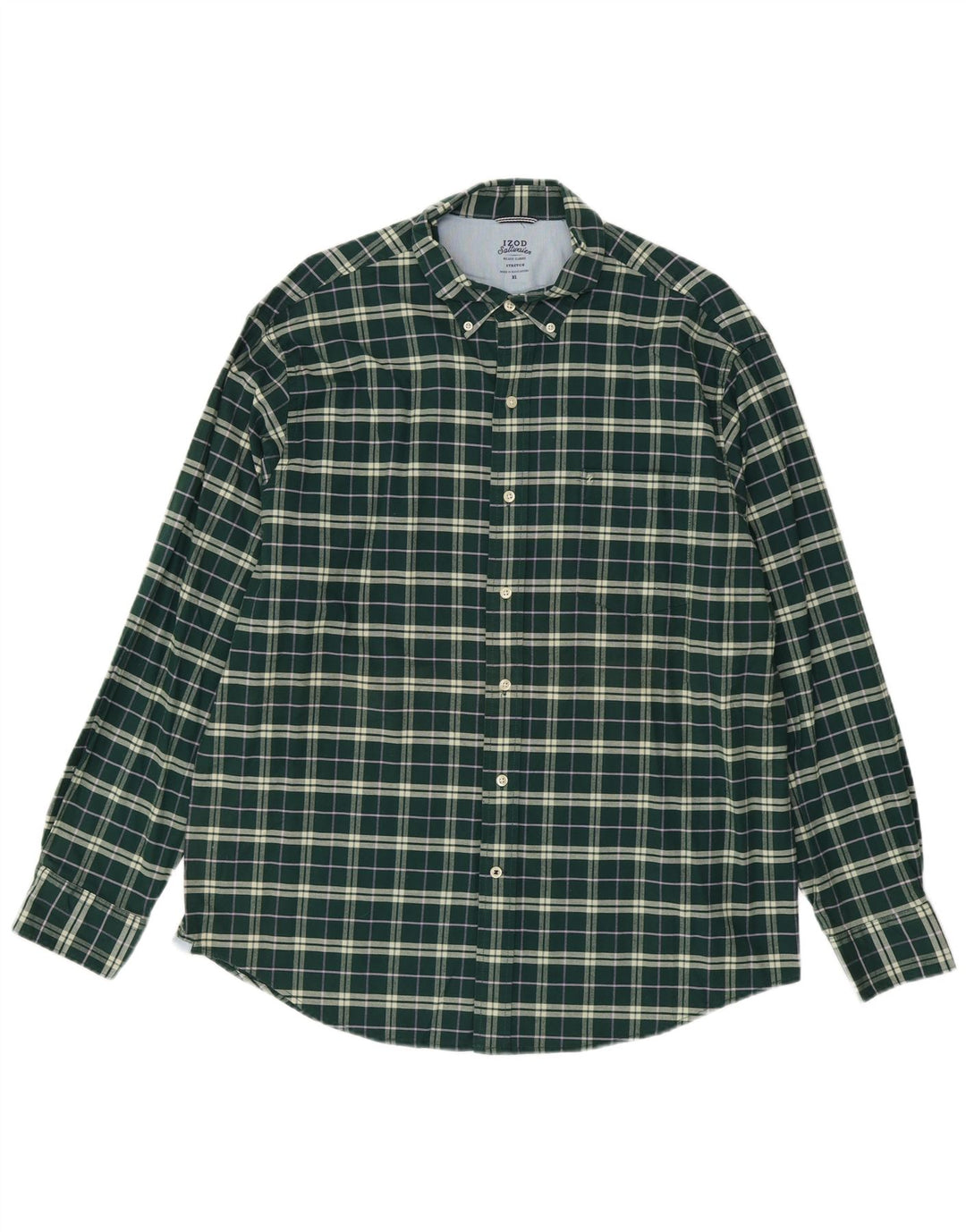 Camicia elasticizzata da uomo Izod XL in cotone a quadri verdi