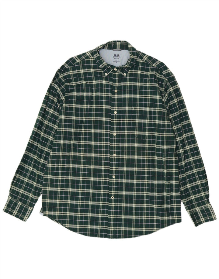 Camicia elasticizzata da uomo Izod XL in cotone a quadri verdi