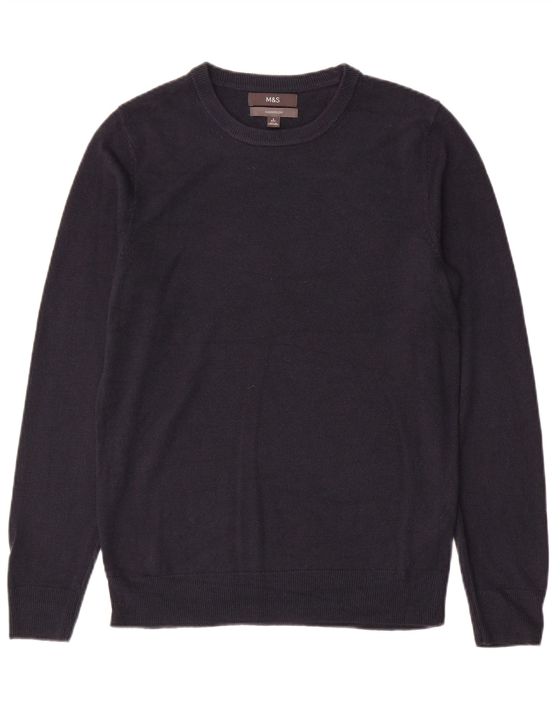Maglione maglione girocollo da uomo Marks & Spencer piccolo blu navy in cashmere