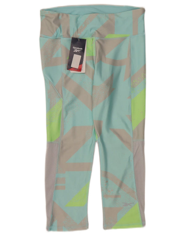 Leggings Capri Reebok da donna UK 12/14 Poliestere geometrico turchese medio