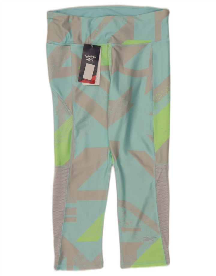 Leggings Capri Reebok da donna UK 12/14 Poliestere geometrico turchese medio