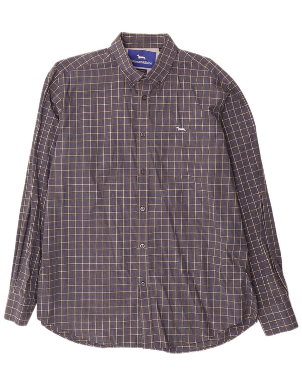 Camicia da uomo vestibilità regolare Harmont & Blaine 2XL cotone a quadri grigio
