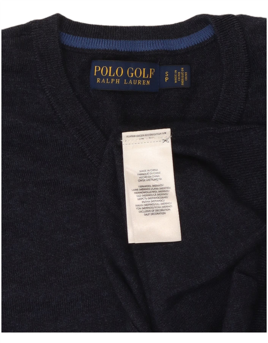 POLO RALPH LAUREN Maglione da uomo con scollo a V piccolo in lana merino blu navy