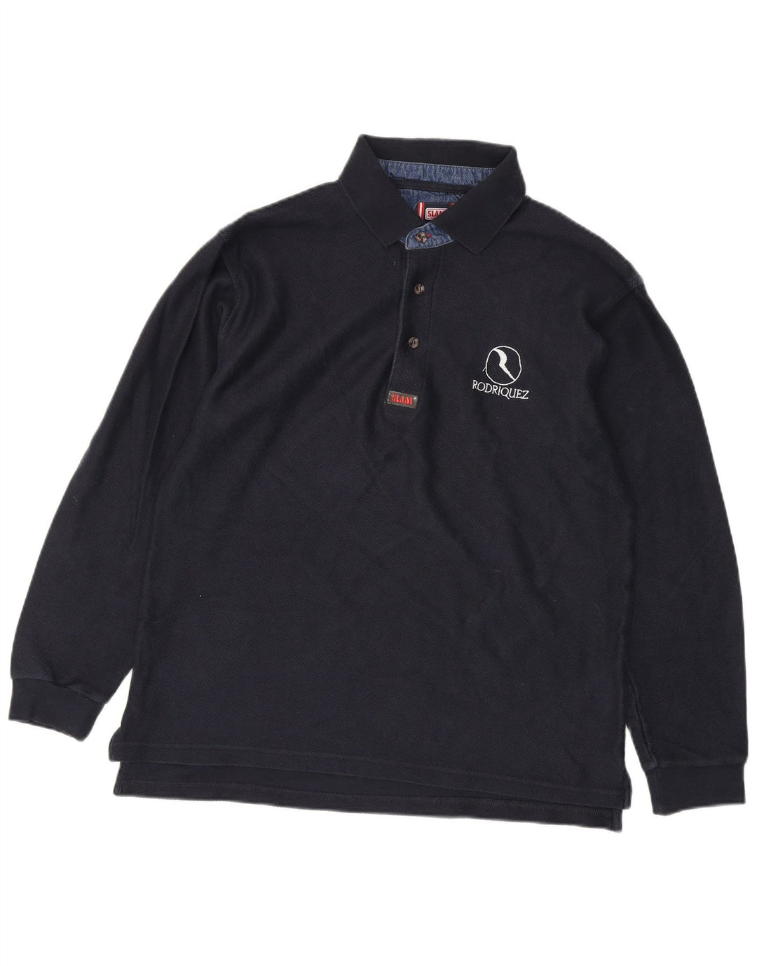 Polo da uomo a maniche lunghe Slam grande in cotone blu navy