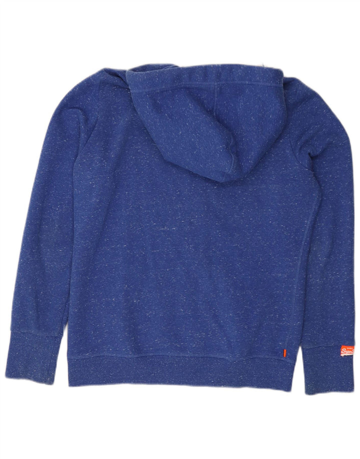 Maglione con cappuccio e zip da donna SUPERDRY UK 16 Grande cotone screziato blu