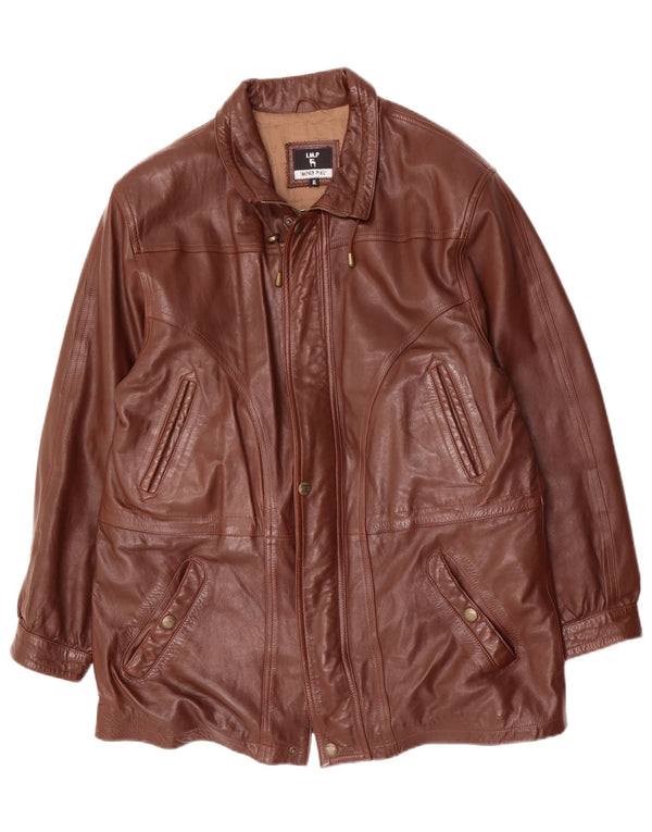 Giacca in pelle vintage da uomo UK 42 XL in pelle marrone