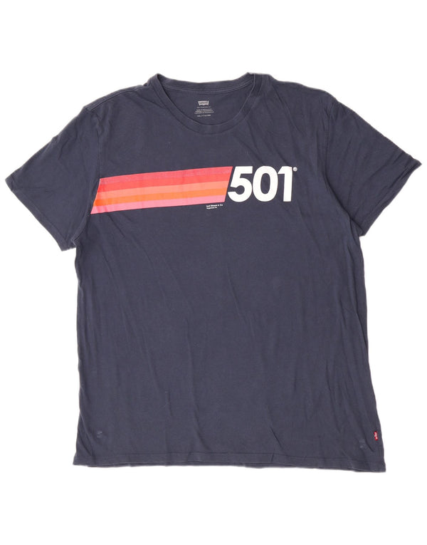 T-shirt grafica Levi's da uomo 501 Top 2XL Blu navy a blocchi di colore