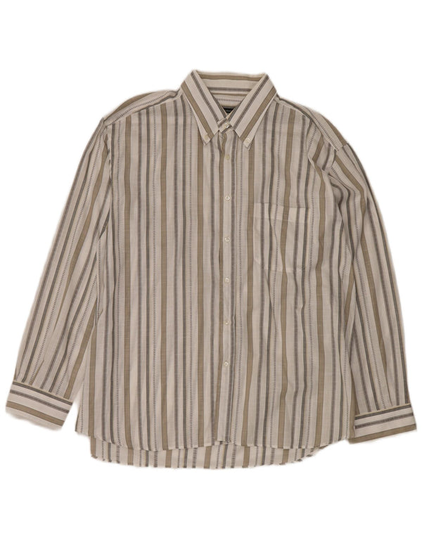 Camicia da uomo ROCCOBAROCCO taglia 45 18 2XL a righe bianco sporco