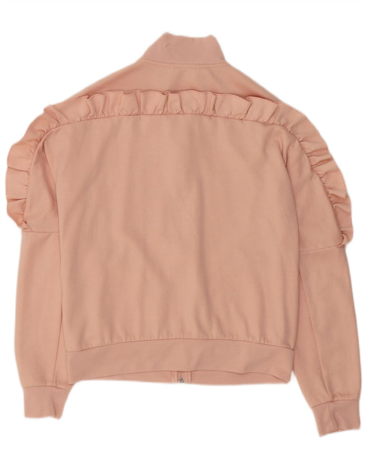 REVIEW Womens Tracksuit Top Jacket UK 10 Small Pink Colourblock Polyester