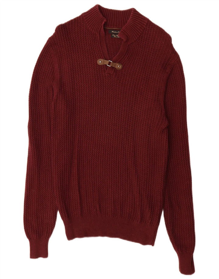 Maglione da uomo a collo alto Massimo Dutti piccolo in cotone bordeaux
