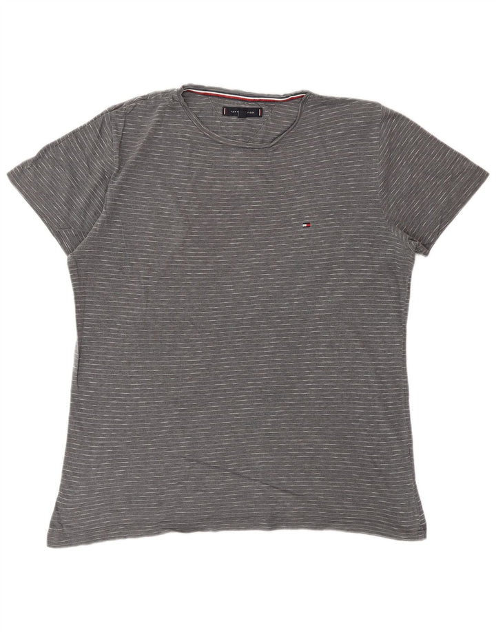 TOMMY HILFIGER T-shirt da uomo Top grande grigio gessato